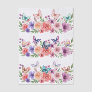 Mooie Kleurrijke Wilde Bloemen & Vlinders Tissuepapier