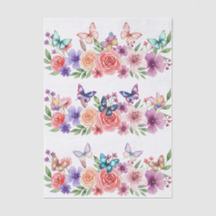 Mooie Kleurrijke Wilde Bloemen & Vlinders Tissuepapier