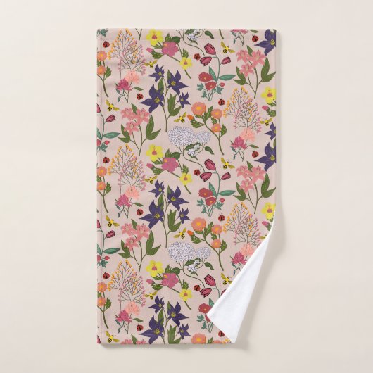 Mooie, kleurrijke Wildflower, bij, Lady bug Bad Handdoek (Handdoek)