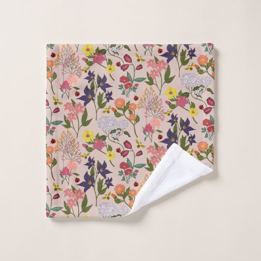 Mooie, kleurrijke Wildflower, bij, Lady bug Bad Handdoek (Wasdoekje)