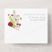Mooie kleurrijke Wildflower bruiloft All In One Uitnodiging (Achterkant)