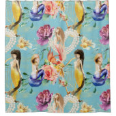 Mooie kleurrijke zeemeermin Zee nautisch Douchegordijn (Voorkant)