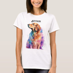 MOOIE KLEURRIJKE ZITTENDE GOUDEN RETRIEVER T-SHIRT