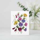 Mooie, kleurrijke zoete erwten briefkaart (Staand voorkant)