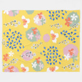 Mooie kleurrijke zomer bloemenl Retro L Geel Fleece Deken (Voorkant (Horizontaal))