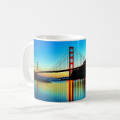 Mooie, kleurrijke zon op Golden Gate Bridge Koffiemok (Voorkant links)