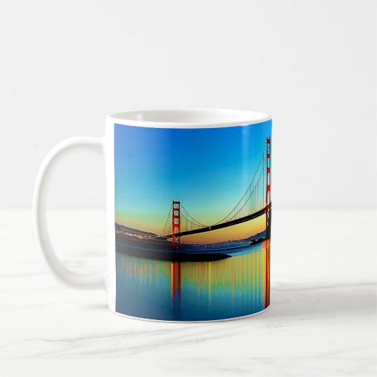 Mooie, kleurrijke zon op Golden Gate Bridge Koffiemok (Links)