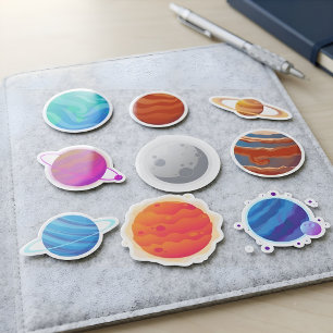 Mooie Kleurrijke Zonne Systeem Planeten 9in1 Pack Sticker