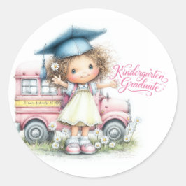 Mooie kleuter afstudeer sticker