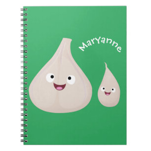 Mooie knoflook cartoon groente illustratie notitieboek