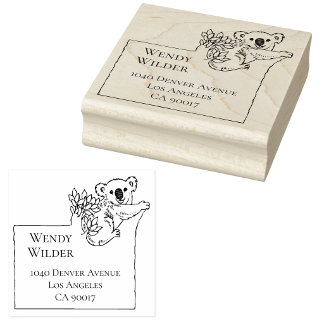 Mooie Koala Beer Geformatteerde Retouradres Stempe Rubberstempel