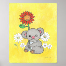 Mooie koala en bloemen dier kinderkamer poster