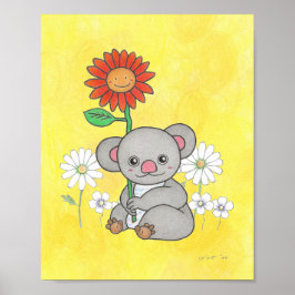 Mooie koala en bloemen dier kinderkamer poster