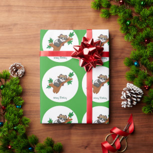 Mooie Koala Wilde Dieren Kinderen Verjaardag Custo Cadeaupapier