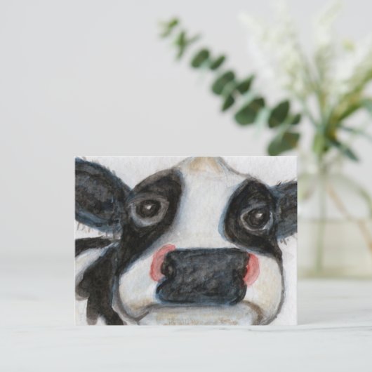 Mooie Koe aquarel verjaardag bedankt Briefkaart (Staand voorkant)