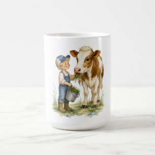 Mooie koe en kleine boer mok – boerderijdier cadea