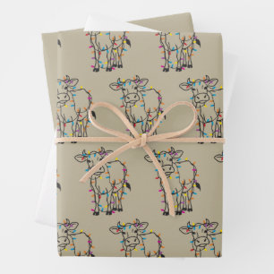 Mooie Koe Kerstverlichting Vaarzen Vakantie Boerde Inpakpapier Vel