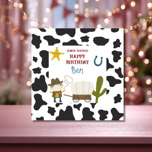 Mooie koe print Cowboy verjaardag Kaart