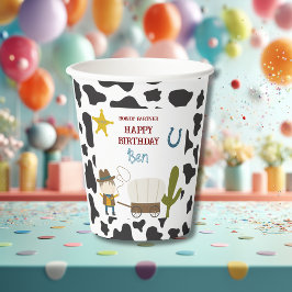 Mooie koe print Cowboy verjaardag Papieren Bekers