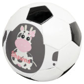 Mooie koe roze patroon monogram naam voetbal (Drie kwart)