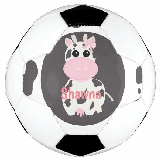 Mooie koe roze patroon monogram naam voetbal (Voorkant)