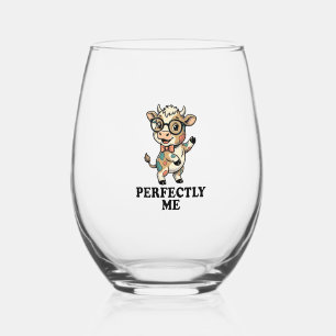 Mooie Koeien Shirt Met Bril Perfecte Sfeer Wijnglas Zonder Voet