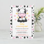 Mooie Koeienprint Roze & Zwarte Meideneigen Verjaa Kaart (Staand voorkant)