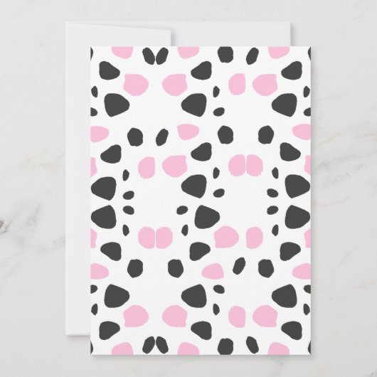 Mooie Koeienprint Roze & Zwarte Meideneigen Verjaa Kaart (Achterkant)