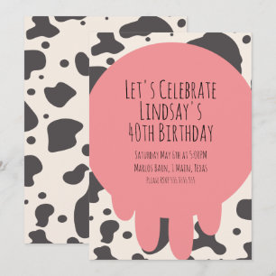 Mooie Koeienprint Volwassenen Feest 40e Verjaardag Feestdagenkaart