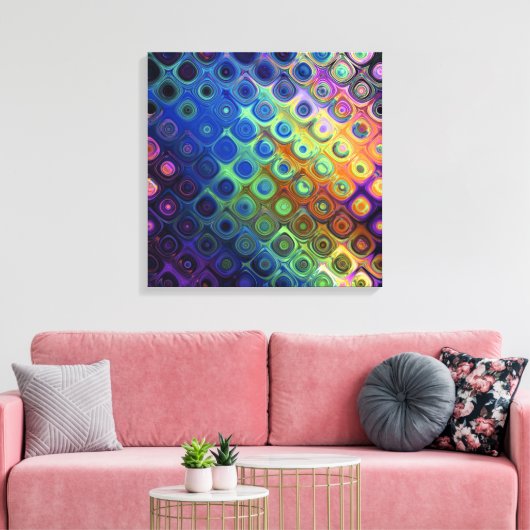 Mooie, koele abstracte vierkantjes, gloed canvas afdruk (Insitu (Woonkamer))