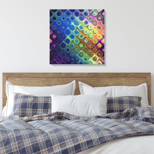 Mooie, koele abstracte vierkantjes, gloed canvas afdruk (Insitu (Slaapkamer))