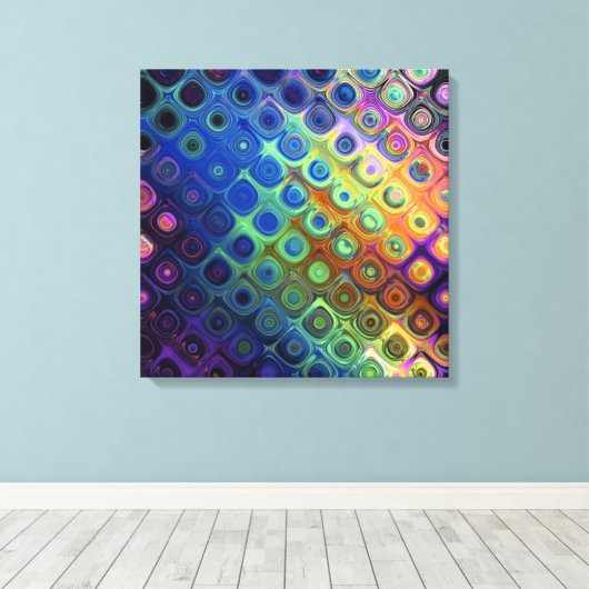 Mooie, koele abstracte vierkantjes, gloed canvas afdruk (Insitu (Houten vloer))