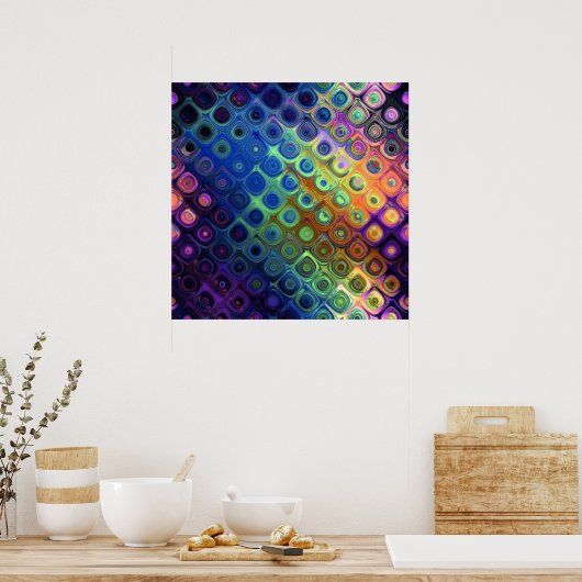 Mooie, koele abstracte vierkantjes, gloed poster (Keuken)