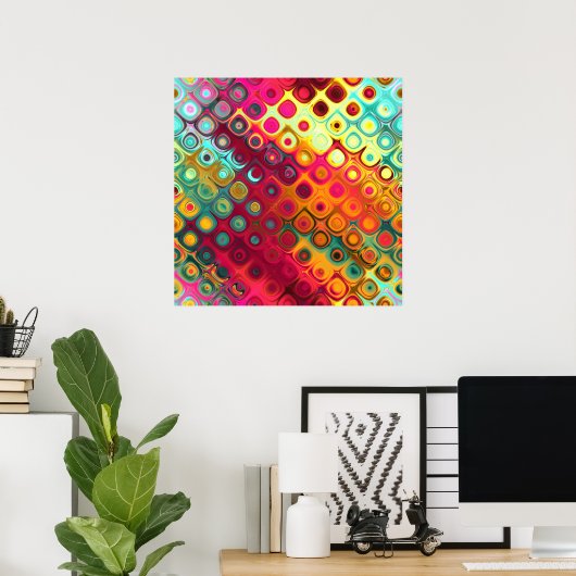 Mooie, koele abstracte vierkantjes, gloed poster (Thuiskantoor)