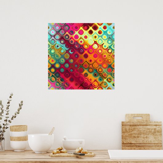 Mooie, koele abstracte vierkantjes, gloed poster (Keuken)