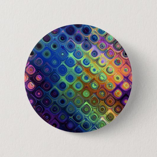 Mooie, koele abstracte vierkantjes, gloed ronde button 5,7 cm (Voorkant)