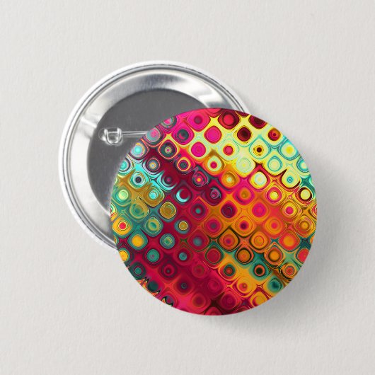 Mooie, koele abstracte vierkantjes, gloed ronde button 5,7 cm (Voorkant /achterkant)