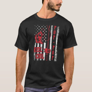 Mooie koele opa vlag Amerika vissen Vaderdag T-shirt