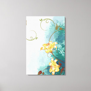 Mooie koele verschillende blauwe tonen watercolour canvas afdruk