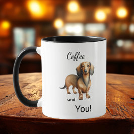 Mooie Koffie En Bruine Dachshund Gepersonaliseerd Mok