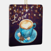 Mooie koffie-liefde seizoensgebonden kerstmis keramisch ornament (Rechts)