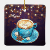 Mooie koffie-liefde seizoensgebonden kerstmis keramisch ornament (Achterkant)