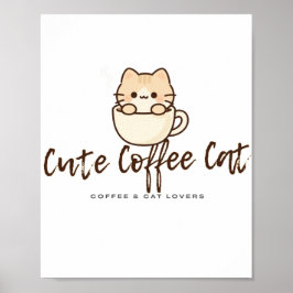 Mooie koffiekat muurdecoratie – Grappige koffielie Poster