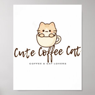 Mooie koffiekat muurdecoratie – Grappige koffielie Poster