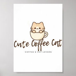 Mooie koffiekatposter – Grappige koffieliefhebber  Poster