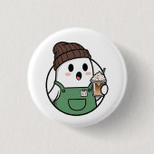 Mooie Koffieknop met Spookje Ronde Button 3,2 Cm (Voorkant)