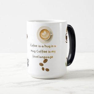 Mooie koffiemok , koffie is een knuffel in een mok