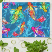 Mooie Koi Fish Pond keukenhanddoek (Gevouwen)