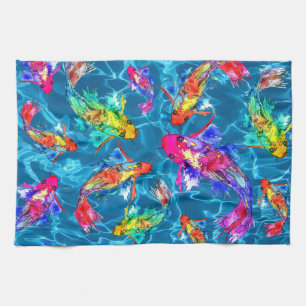 Mooie Koi Fish Pond keukenhanddoek