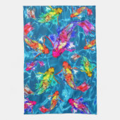 Mooie Koi Fish Pond keukenhanddoek (Verticaal)